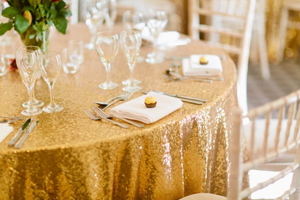 Gold Sequinned Table Cloth Fabulous Functions UK Swindon