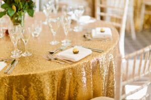 Gold Sequinned Table Cloth Fabulous Functions UK Swindon
