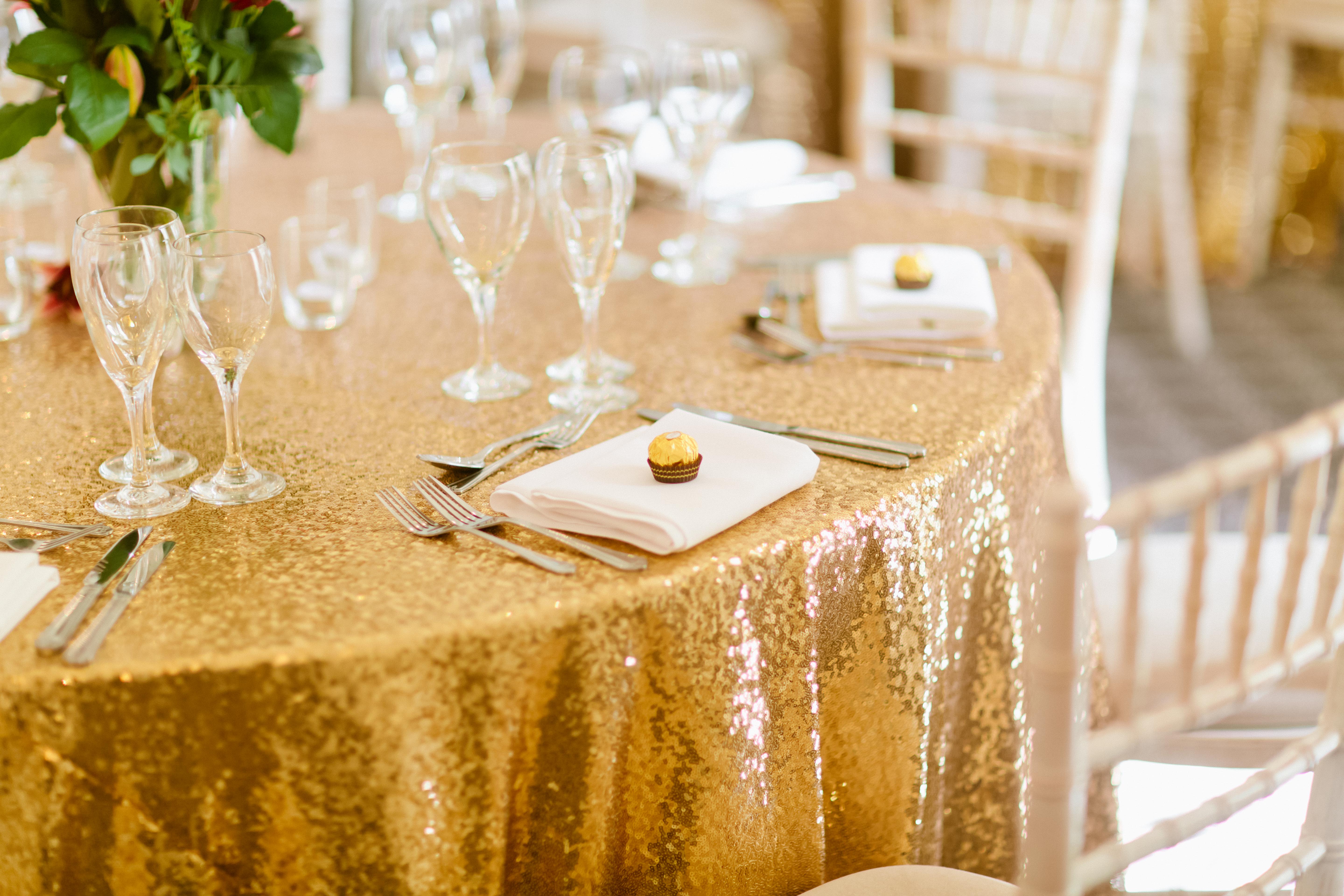 Gold Sequinned Table Cloth Fabulous Functions UK Swindon