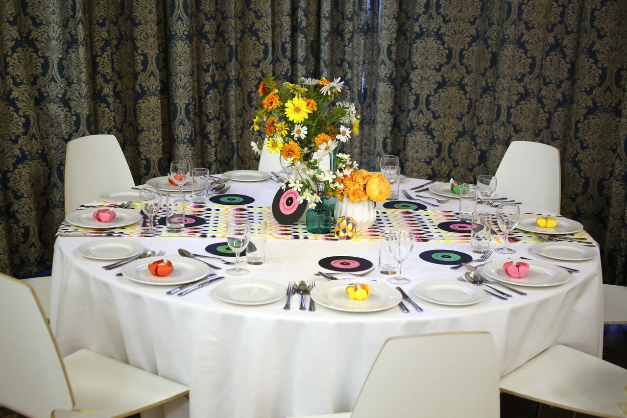 60s themed wedding table setting