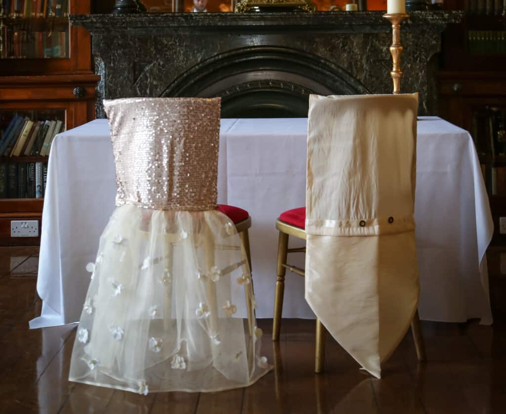 bespoke bride and groom chair covers