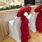 Banquet chairs with chair covers and Water fall design chair cap and sash