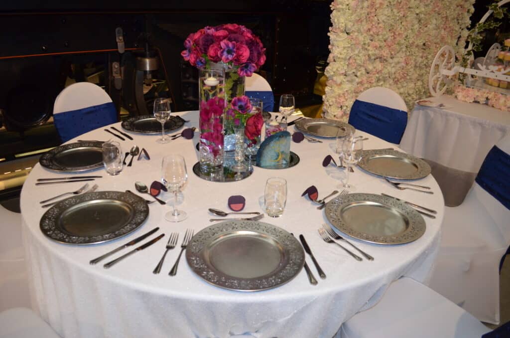 White sequinned table cloth from the Fabulous Functions UK | Swindon