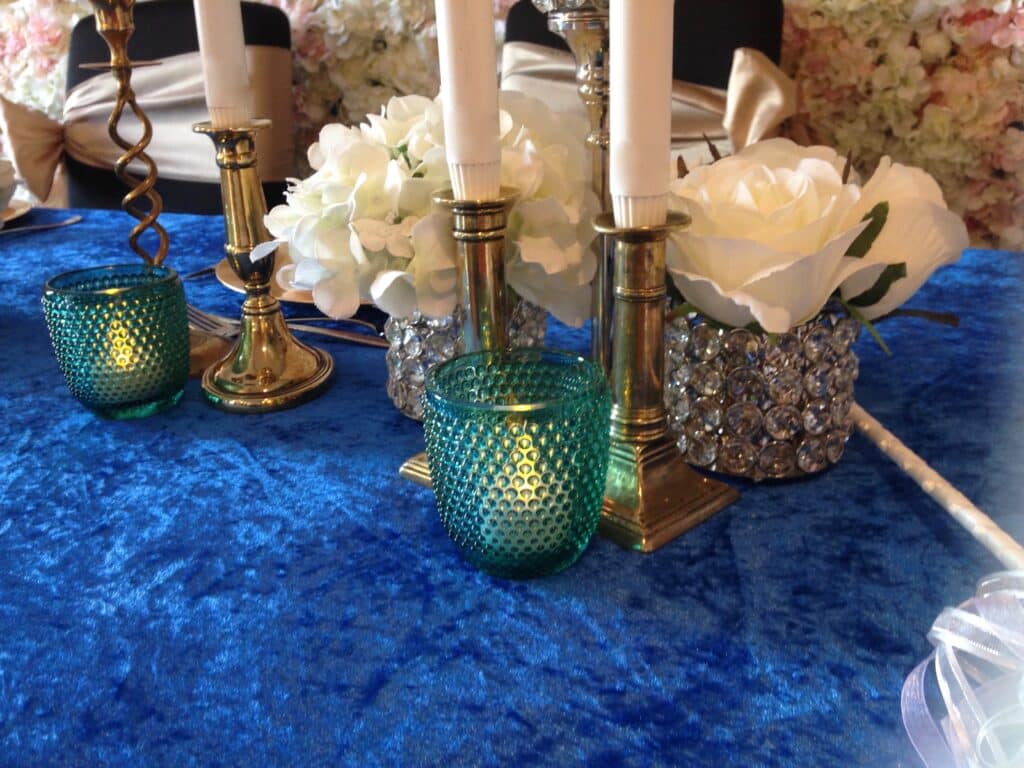 Crushed Velvet Table Linen - royal blue crushed velvet table cloth