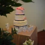 Cake Table with Rose Gold Table Linen-FabulousFunctionsUK
