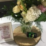 Wood slice centrepiece