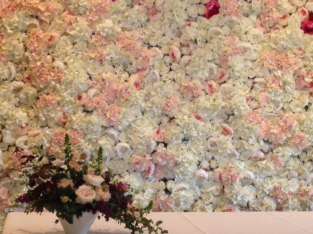 Rosella - blush pink and cream silk flower wall