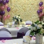 Flower wall backdrop-mercury vase and floral display