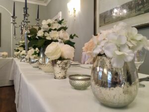 choosing bridal and venue accessories -Mercury vases and tea light holders