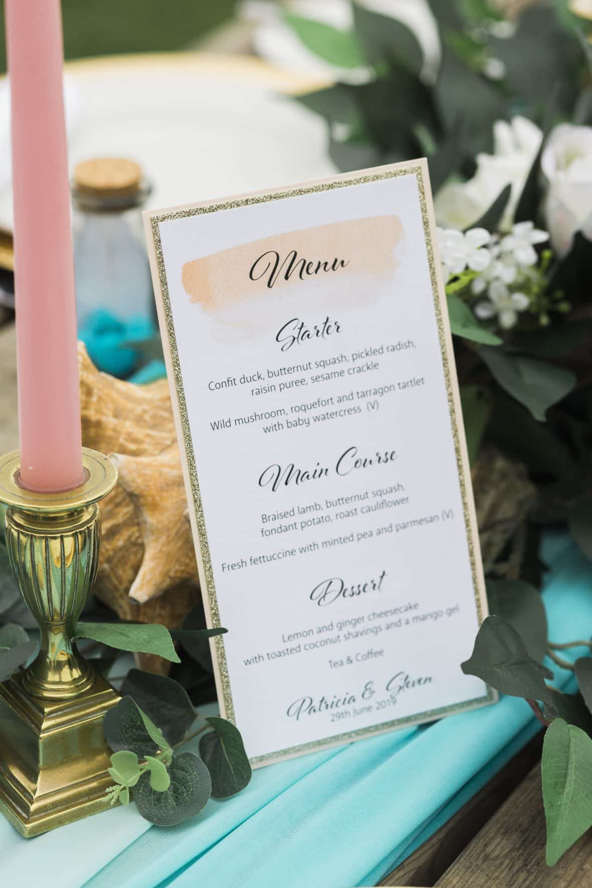 Beach Themed Menu cards