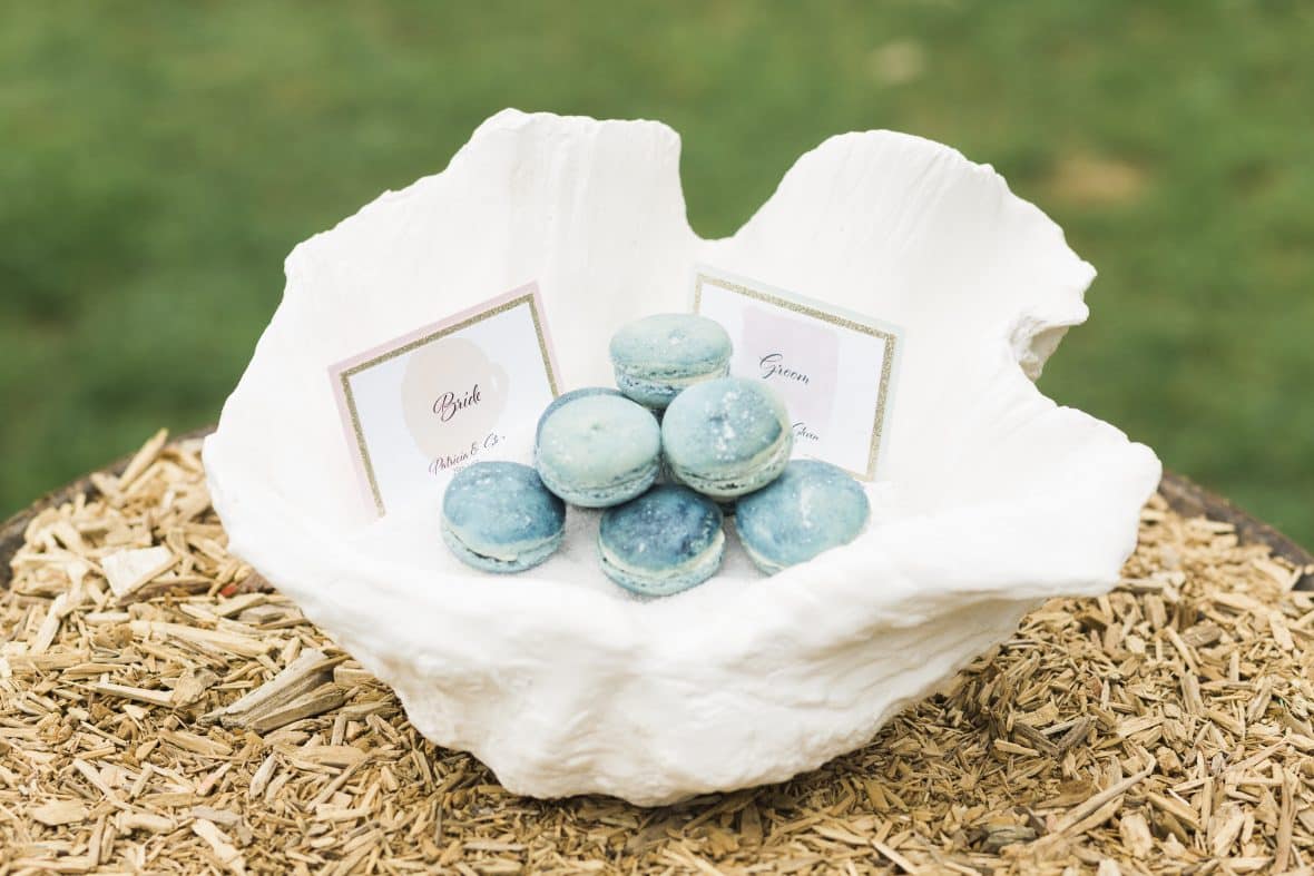 Macaroons guest favours for a beach wedding
