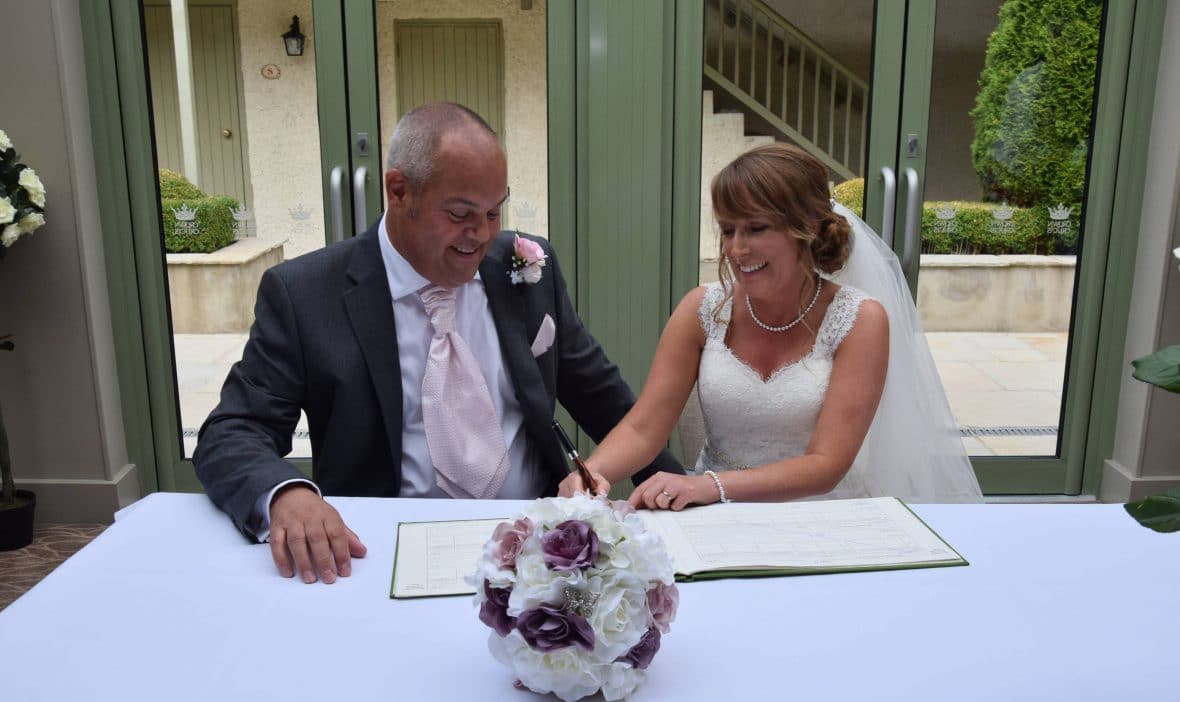 Fabulous Functions UK created the bride's silk bouquet and silk buttonhole for the groom