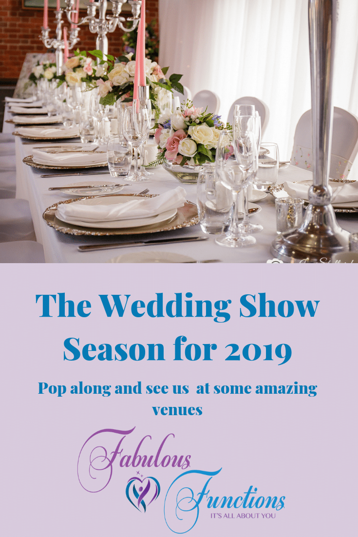 Fabulous Functions UK will be exhibiting at some fabulous venue during the 2019 wedding show season. Pop along for a chat and see some of our extensive range of accessories us