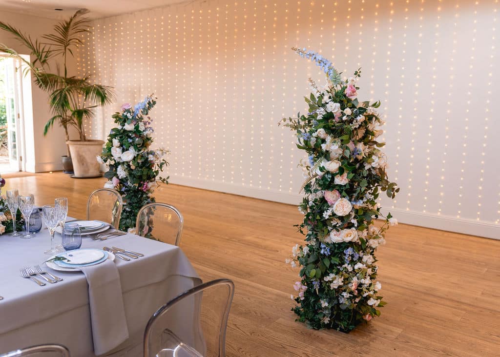 Wedding Backdrops-Silk Broken Arch Columns from Fabulous Functions UK