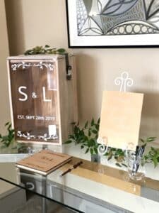 Wedding Card Post Boxes - Fabulous Functions UK provided the couple with a post box for guest to leave their well wishes cards. The post box has a personalised acrylic panel that the couple keeps as a beautiful memento of their special day