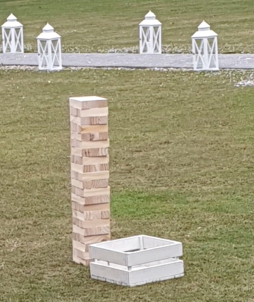 Entertain your wedding guests with this Giant Jenga Garden Games for hire from Fabulous Functions UK