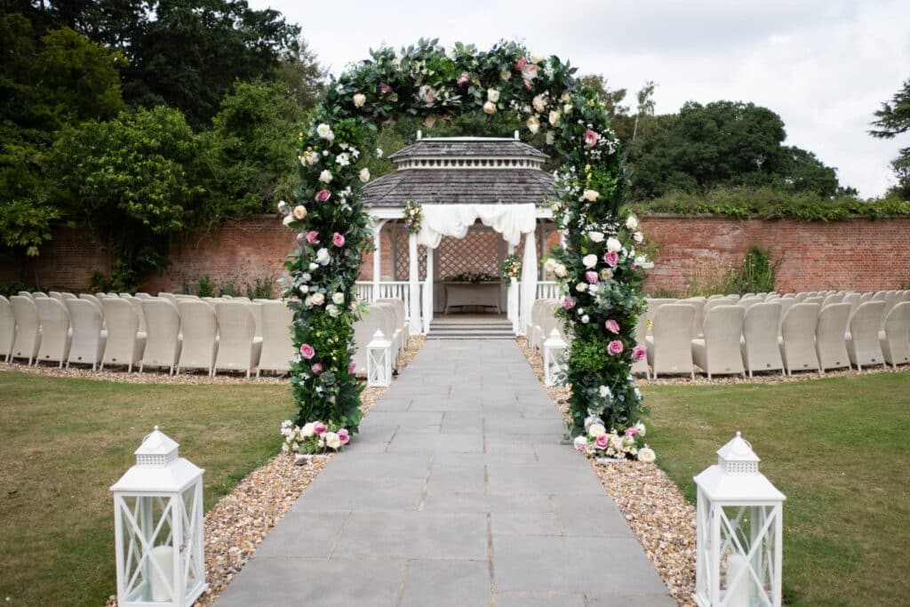 Wedding Arch setup for Ceremony Decor - Accessory hire available from Fabulous Functions UK