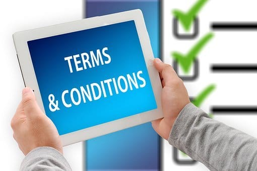 Accessory hire terms and conditions - image of tablet device saying Terms and Conditions.