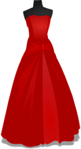 Second Marriage Dress Etiquette - drawing of red gown