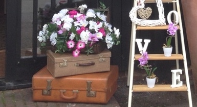 Vintage Suitcases - with ladder from our hire range