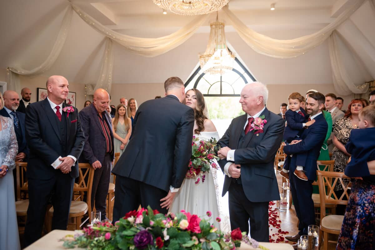 Bride and her Father Entrance to wedding ceremony at the Peartree Purton Blossom Ceremony Room