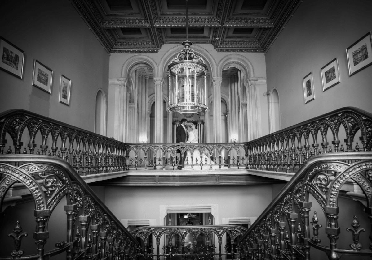 Double staircase at Wiltshire Wedding Venue Grittleton House