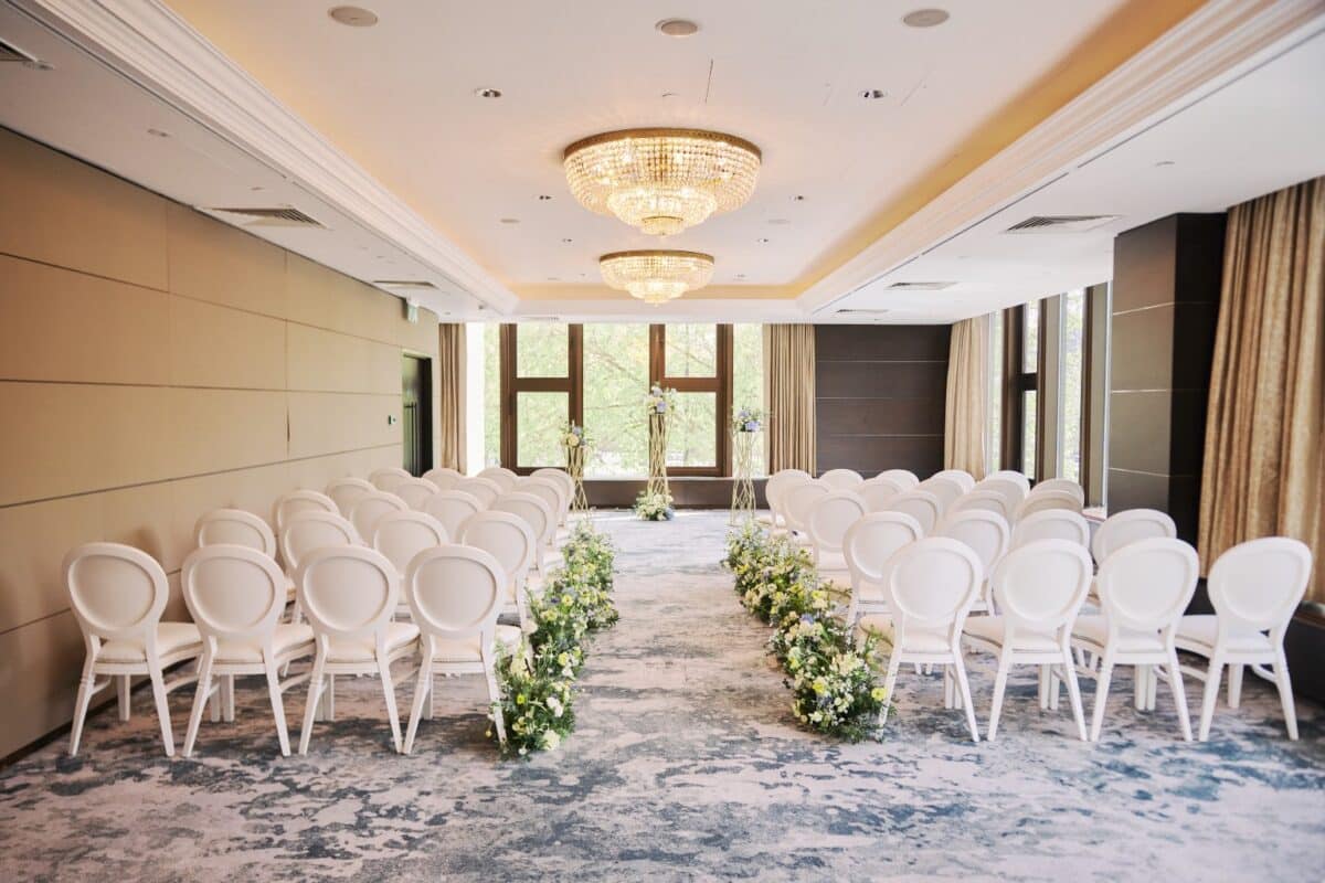 Ceremony setting in the Grays Room at the Intercontinental Park Lane