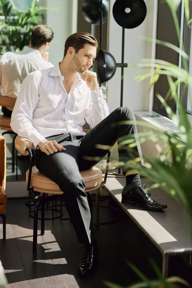 Groom getting ready for a styled shoot at the Intercontinental Park Lane