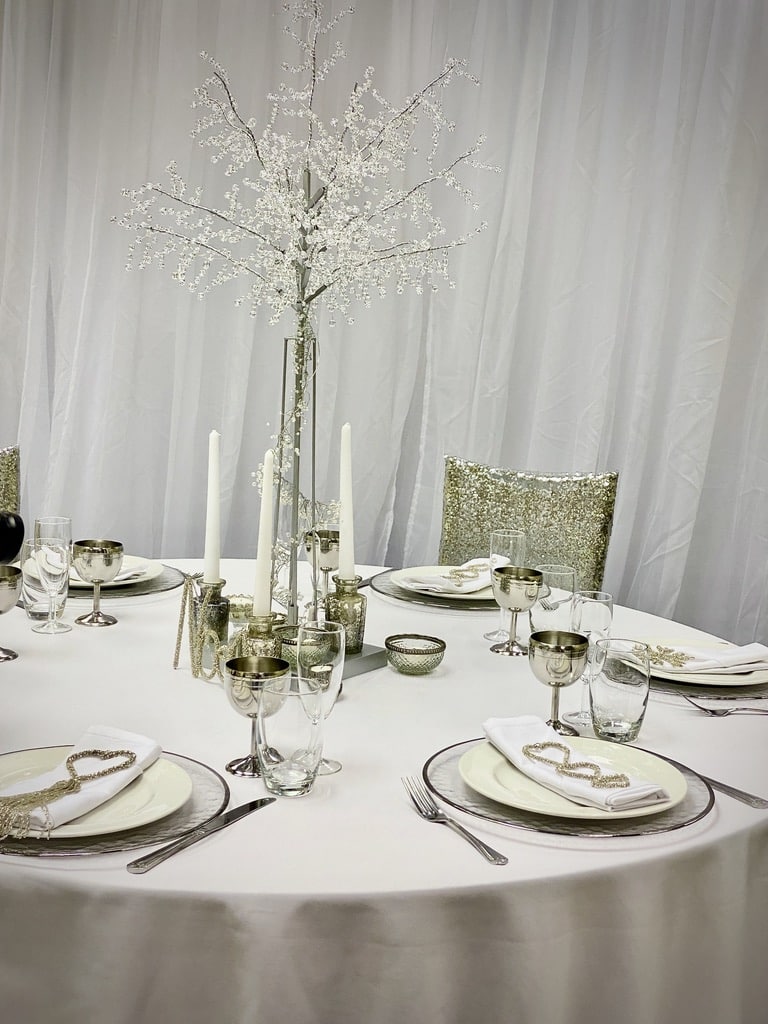 Silver Themed Christmas table styling from Fabulous Functions UK