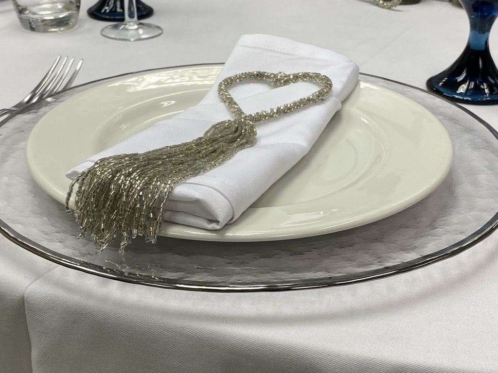 Table setting with love heart and tassels